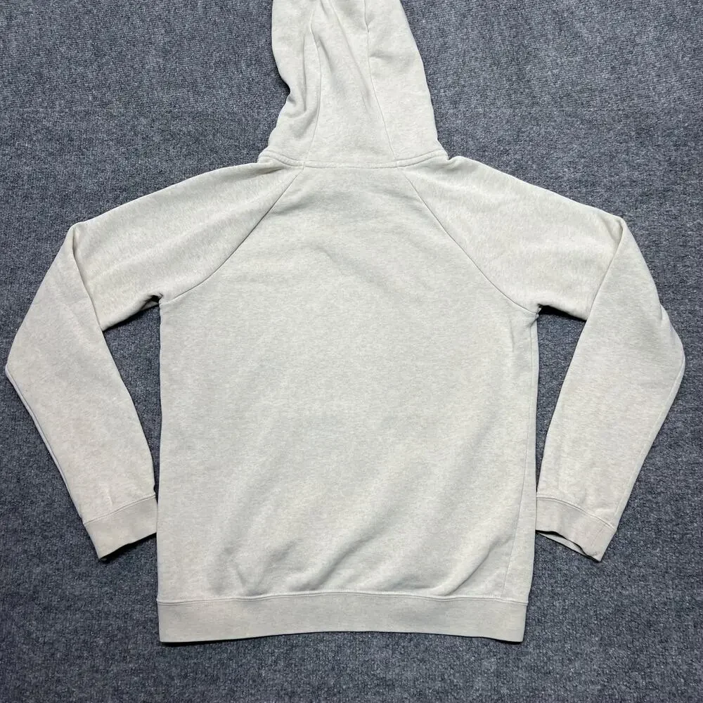 Nike Hoodie Kids XS Beige Fleece Pullover Kangaroo Pocket Swoosh Logo Sweatshirt